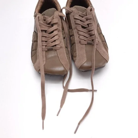 Diesel Auriga‎ Mens Size 7 Vintage Leather Square Toe Sneakers Brown Y2K